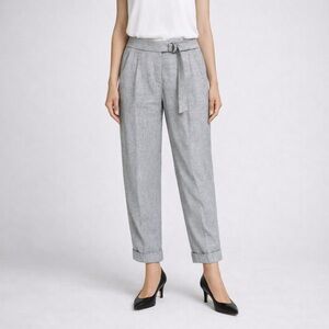 Peserico grey shimmer wool crop belted pants